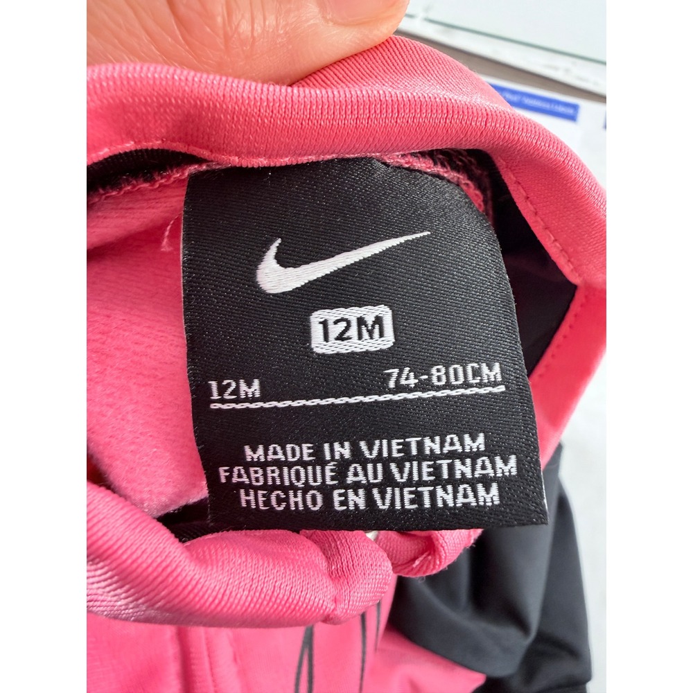 Nike Girls Pink Black‎ 2 Piece Tracksuit Set Full Zip Jacket Pants Size 12M NWT - Picture 13 of 16